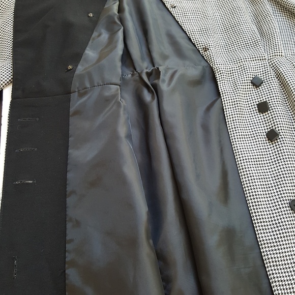 Black/White Houndstooth Pattern Overcoat Jacket - Picture 5 of 8